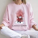 XXL Light Pink Christmas Is Coming Santa Throne Festive Cozy Fleece Edition Premium Limited Winter Holiday Sweatshirt