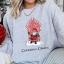 Large Heather Sport Gray Christmas Is Coming Santa Throne Festive Cozy Fleece Edition Premium Limited Winter Holiday Sweatshirt