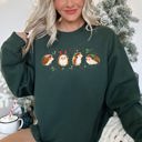 Large Forest Green Christmas Hedgehog Cozy Winter Seasonal Scene With Festive Trees Snowflakes Sweatshirt