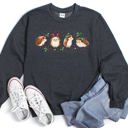 Medium Dark Gray Heather Christmas Hedgehog Cozy Winter Seasonal Scene With Festive Trees Snowflakes Sweatshirt