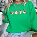 Medium Irish Bright Green Christmas Hedgehog Cozy Winter Seasonal Scene With Festive Trees Snowflakes Sweatshirt
