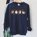XXXL Navy Christmas Hedgehog Cozy Winter Seasonal Scene With Festive Trees Snowflakes Sweatshirt