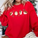 Small Red Christmas Hedgehog Cozy Winter Seasonal Scene With Festive Trees Snowflakes Sweatshirt