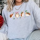 XXL Heather Sport Gray Christmas Hedgehog Cozy Winter Seasonal Scene With Festive Trees Snowflakes Sweatshirt