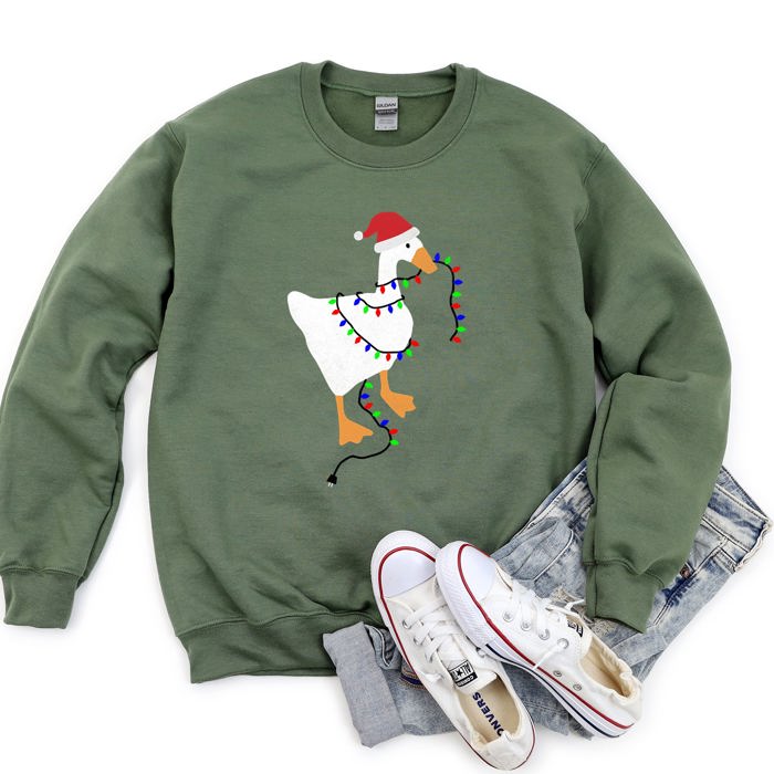 Christmas Goose Lights Retro Festive Holiday Design With Vintage Neon Accents Sweatshirt