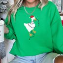 Large Irish Bright Green Christmas Goose Lights Retro Festive Holiday Design With Vintage Neon Accents Sweatshirt