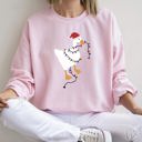 Large Light Pink Christmas Goose Lights Retro Festive Holiday Design With Vintage Neon Accents Sweatshirt