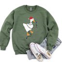 Small Military Green Christmas Goose Lights Retro Festive Holiday Design With Vintage Neon Accents Sweatshirt