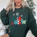 Small Forest Green Festive Christmas Folk Art Polar Bear Theme With Whimsical North Pole Charm Sweatshirt