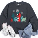 XXL Dark Gray Heather Festive Christmas Folk Art Polar Bear Theme With Whimsical North Pole Charm Sweatshirt