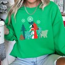 Large Irish Bright Green Festive Christmas Folk Art Polar Bear Theme With Whimsical North Pole Charm Sweatshirt