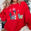 Small Red Festive Christmas Folk Art Polar Bear Theme With Whimsical North Pole Charm Sweatshirt