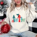 XXL Sand Festive Christmas Folk Art Polar Bear Theme With Whimsical North Pole Charm Sweatshirt