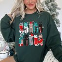 Large Forest Green Christmas Cats Festive Feline Artwork For Cat Lovers With Cozy Holiday Spirit Sweatshirt
