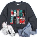 Medium Dark Gray Heather Christmas Cats Festive Feline Artwork For Cat Lovers With Cozy Holiday Spirit Sweatshirt