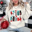 Large Sand Christmas Cats Festive Feline Artwork For Cat Lovers With Cozy Holiday Spirit Sweatshirt