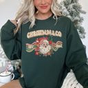Large Forest Green Santa Retro Christmas Graphic Festive Season Holiday Cheer Vintage Logo Sweatshirt