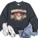 Medium Dark Gray Heather Santa Retro Christmas Graphic Festive Season Holiday Cheer Vintage Logo Sweatshirt