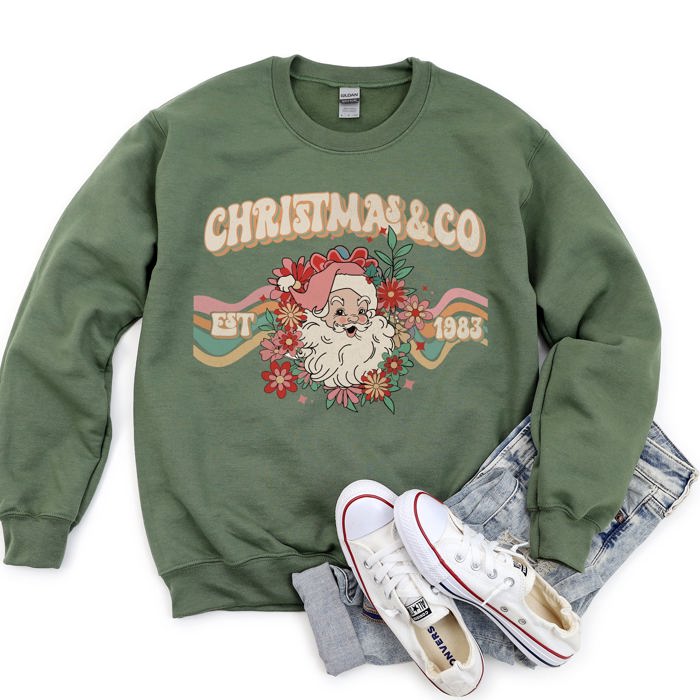 Santa Retro Christmas Graphic Festive Season Holiday Cheer Vintage Logo Sweatshirt