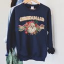 Small Navy Santa Retro Christmas Graphic Festive Season Holiday Cheer Vintage Logo Sweatshirt