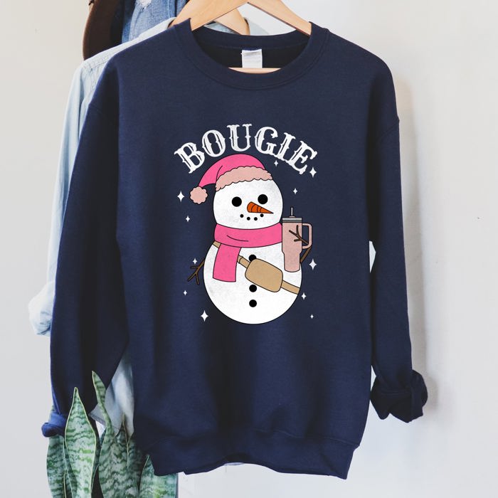 Bougie Snowman Christmas BooJee Cozy Holiday Festive Winter Comfort Fleece Sweatshirt