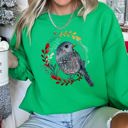 Small Irish Bright Green Bird Folk Art Scandinavian Winter Christmas Ornament Birds Nordic Pattern Sweatshirt