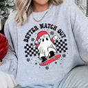 Small Heather Sport Gray Better Watch Out Ghost Christmas Cozy Graphic Design For Holiday Parties And Cozy Nights Sweatshirt