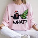  Bad Cat Christmas Tree What Holiday Feline Humor Cozy Quirky Mischief Artwork For Cat Lovers Sweatshirt