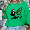 Large Irish Bright Green Bad Cat Christmas Tree What Holiday Feline Humor Cozy Quirky Mischief Artwork For Cat Lovers Sweatshirt