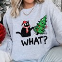 Medium Heather Sport Gray Bad Cat Christmas Tree What Holiday Feline Humor Cozy Quirky Mischief Artwork For Cat Lovers Sweatshirt