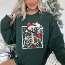  Santa Skeleton Coffee Retro Christmas Cozy Holiday Vintage Cartoon Festive Sweatshirt