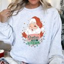 XL Ash Light Gray Santa Is Coming To Town Retro Christmas Nostalgic Graphic Festive Holiday Cheer Vintage Style Sweatshirt