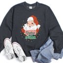 XXXL Dark Gray Heather Santa Is Coming To Town Retro Christmas Nostalgic Graphic Festive Holiday Cheer Vintage Style Sweatshirt