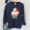 XXL Navy Santa Is Coming To Town Retro Christmas Nostalgic Graphic Festive Holiday Cheer Vintage Style Sweatshirt
