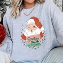 Large Heather Sport Gray Santa Is Coming To Town Retro Christmas Nostalgic Graphic Festive Holiday Cheer Vintage Style Sweatshirt