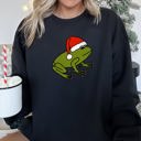 Small Black Santa Frog Christmas Retro Toad Vintage Cartoon Illustration Festive Holiday Cozy Sweatshirt