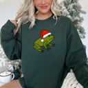 XXL Forest Green Santa Frog Christmas Retro Toad Vintage Cartoon Illustration Festive Holiday Cozy Sweatshirt