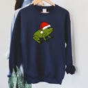 XXXL Navy Santa Frog Christmas Retro Toad Vintage Cartoon Illustration Festive Holiday Cozy Sweatshirt