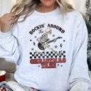 Small Ash Light Gray Rocking Around The Christmas Tree Skeleton Rock Holiday Ornament Edition Sweatshirt