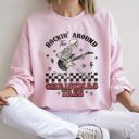 XXXL Light Pink Rocking Around The Christmas Tree Skeleton Rock Holiday Ornament Edition Sweatshirt