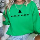 Large Irish Bright Green Rocking Around The Christmas Tree Classic Holiday Song Inspired Cozy Festive Christmas Theme Sweatshirt