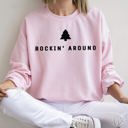 Small Light Pink Rocking Around The Christmas Tree Classic Holiday Song Inspired Cozy Festive Christmas Theme Sweatshirt