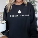 Medium Black Rocking Around The Christmas Tree Minimalist Holiday Theme Cozy Winter Wear Sweatshirt