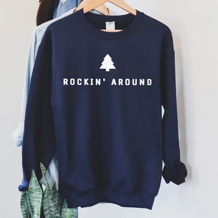 Rocking Around The Christmas Tree Minimalist Holiday Theme Cozy Winter Wear Sweatshirt