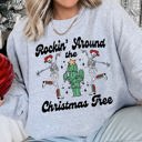 Medium Heather Sport Gray Rocking Around The Christmas Tree, Desert, Skeletons Sweatshirt