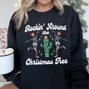 Large Black Rocking Around The Christmas Tree Desert Skeletons Holiday Nights Graphic Sweatshirt