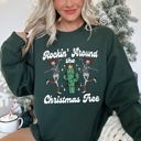 Large Forest Green Rocking Around The Christmas Tree Desert Skeletons Holiday Nights Graphic Sweatshirt