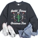 Large Dark Gray Heather Rocking Around The Christmas Tree Desert Skeletons Holiday Nights Graphic Sweatshirt