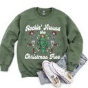Medium Military Green Rocking Around The Christmas Tree Desert Skeletons Holiday Nights Graphic Sweatshirt