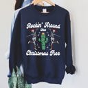 XL Navy Rocking Around The Christmas Tree Desert Skeletons Holiday Nights Graphic Sweatshirt